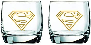 Superman Whiskey Szemüveg - 10 oz. Kapacitás - Készlet 2 Szemüveg - Erős Bázis