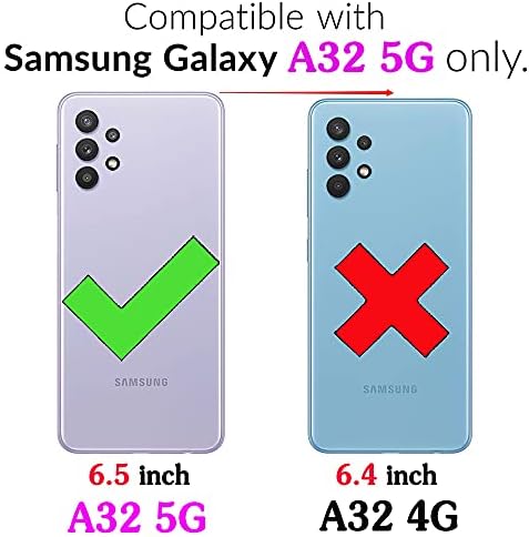 Asuwish Kompatibilis a Samsung Galaxy A32 5G 6.5 inch Tárca Esetben Edzett Üveg kijelző Védő fólia, Bőr Flip-Kártya-tartó