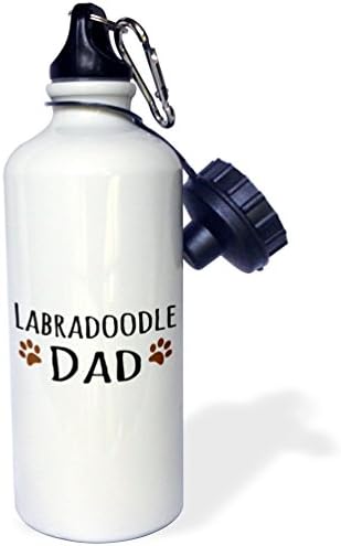3dRose Labrador Kutya Apa-Kutya által fajta-barna sáros lábnyom-kutyus szerető-kisállat-tulajdonos szerelem Sport kulacs,