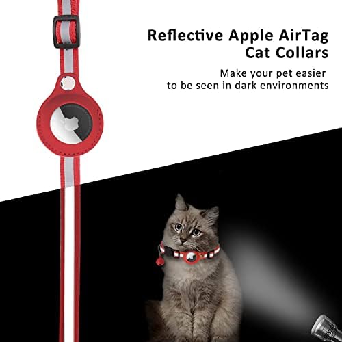 Az Apple Air tag Tracker Esetében Alkalmazandó Anti-Eltűnt Pet Lokátor Gallér Macska Fényvisszaverő Bell Gallér (Piros)
