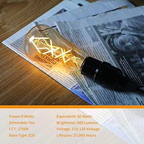 OMED Edison LED Izzó Szabályozható Amber Üveg, 60 Watt Egyenértékű LED Izzók Puha, Fehér, ST64 E26 Izzó 60W 2700K, Vintage