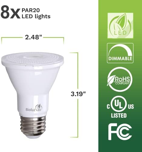 Bioluz LED PAR20 LED Izzók 3000K 90 CRI 5.5 W = 75W Csere Puha, Fehér Szabályozható Spot Lámpa Izzó E26 Bázis 40 Fokos sugárzási