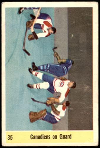1958 Parkhurst 35 akcióban Jacques Plante Montreal Canadiens (Hoki-Kártya) JÓ Canadiens
