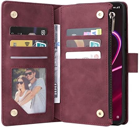 LBYZCASE az Esetben a T-Mobile REVVL 6 Pro 5G 6.82 Memóriakártya-Nyílások,Folio Flip Mágneses Állvány Bezárás, Bőr Cipzáras