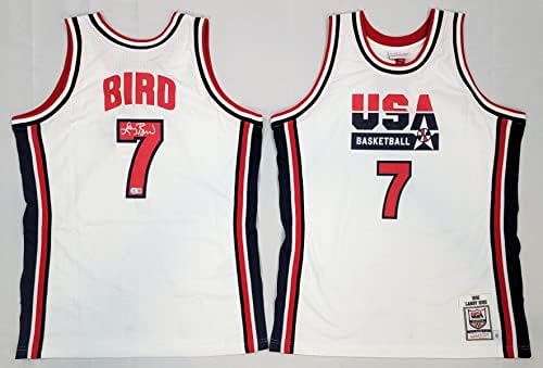 Larry Bird Dedikált Boston Celtics Mitchell & Ness 1992 USA Dream Team Hiteles Fehér Jersey Beckett Tanúja - Dedikált NBA