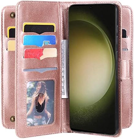Kompatibilis a Samsung Galaxy S23 Ultra 5G Tárca az Esetben Edzett Üveg Képernyő Védő Fedél Hitelkártya Birtokos Sejt Folio