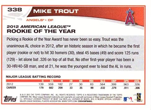2013 Topps 338 Mike Pisztráng Baseball Kártya - Nyert 2012-Ben az Év Újonca-Díjat