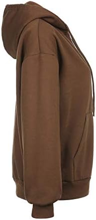 MtsDJSKF Női Túlméretezett Zip Kapucnis Felső Alkalmi Hosszú Ujjú Szilárd Húzózsinórral Pulóver Vintage Streetwear Kabát