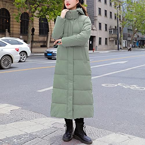 Női Kabát, Kapucnis Szélálló Kabát Sűrűsödik Hosszú Meleg Kabát, Steppelt Téli Pamut Hosszú Ujjú Kabát