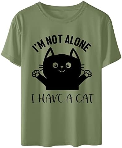 Aranyos Állat Tshirts Női Rövid Ujjú Legénység Nyak Macska Levelet Grafikus Laza Fit Felsők Pólók Tini Lány TT