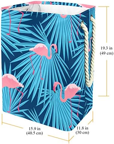 NDKMEHFOJ Flamingók Palm Levelek Szennyesben Kosarak Vízálló Piszkos Ruhát Sorter Összecsukható, Puha Fogantyú, Színes, Otthon